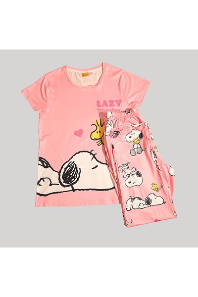 Peanut WOMENS SHORT SLEEVE PAJAMA SETS , SILKY POLYESTER