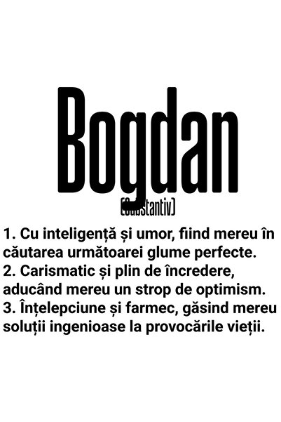 StoryGift Romania Sticker Adeziv 90CM Cu Numele Bogdan, Inteligenta, Umor, Ca...