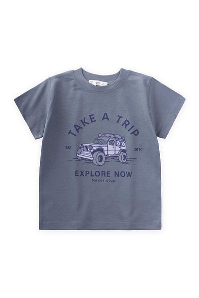 Cigit Take a Trip Printed T-Shirt 2-7 Years Indigo Blue