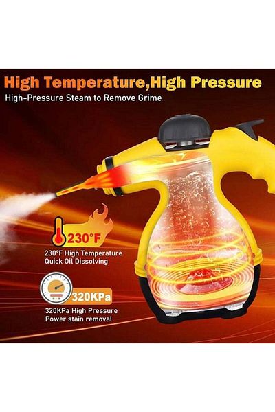 COOYA 1050W Handheld Steam Cleaner,2.6M Extended Power Cord,11Accessories and Safety Lock, Yellow