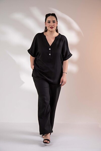 Roxxlen 3330373 Μπλούζα με κουμπιά με γιακά δικαστή