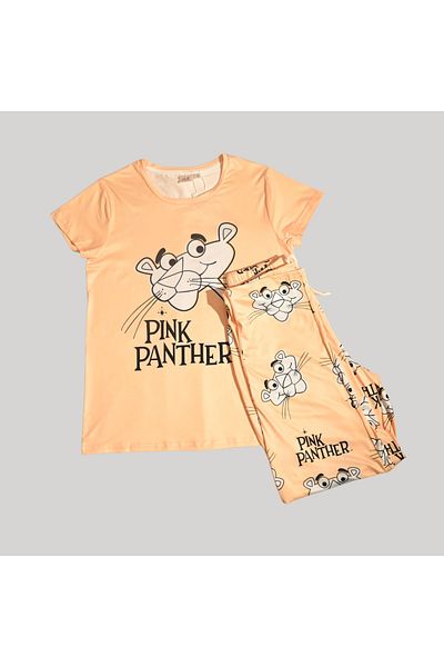 Panther PINK PANTHER WOMENS SHORT SLEEVE PAJAMA SETS , SILKY POLYESTER