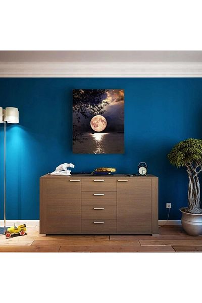 zola Set pictura pe numere copii/adulti, peisaj nocturn cu luna plina, panza 40x50 cm, accesorii incluse