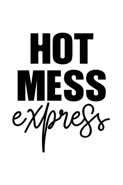 StoryGift Romania Sticker Exterior Cu Textul In Engleza "hot Mess Express" - Dezastru Fierbinte , Vinyl Negr