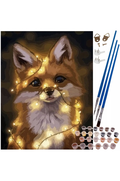 zola Σετ ζωγραφικής με αριθμούς για παιδιά και ενήλικες με ακουαρέλες, καμβάς 40×50 εκ., Fox με εγκατάσταση