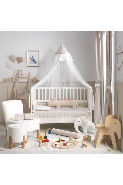 SOFT BABY TEKSTİL Stella Cream Katkat Crib Sleeping Set