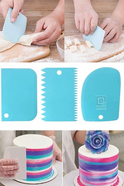 Plastlife Set of 3 Dough Cutting and Scraping Apparatus Dough Pastry Pastry Cake Donut Shaper Cutter Scraper Set