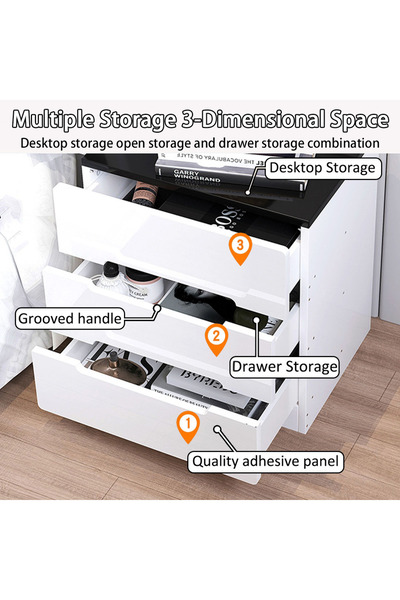 EqiEch طاولة بجانب السرير، طاولة جانبية عصرية، صناديق صغيرة، خزانة ذات ثلاثة أدراج تخزين