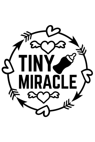 StoryGift Romania Sticker Autocolant 30CM Exterior cu inimioare si textul "Tiny miracle" - miracol micut biberon