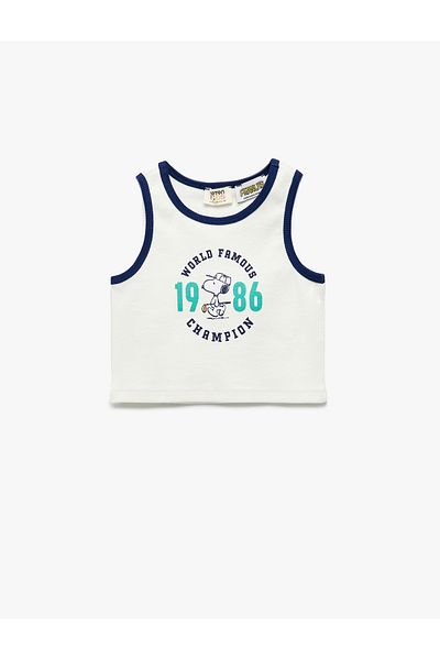 Koton Licensed Crew Neck Sleeveless Snoopy Printed Crop Undershirt