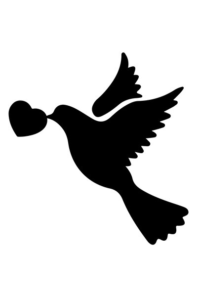 StoryGift Romania Sticker Exterior cu o porumbita care tine o inimioara in cioc , Vinyl Negru, 50 cm