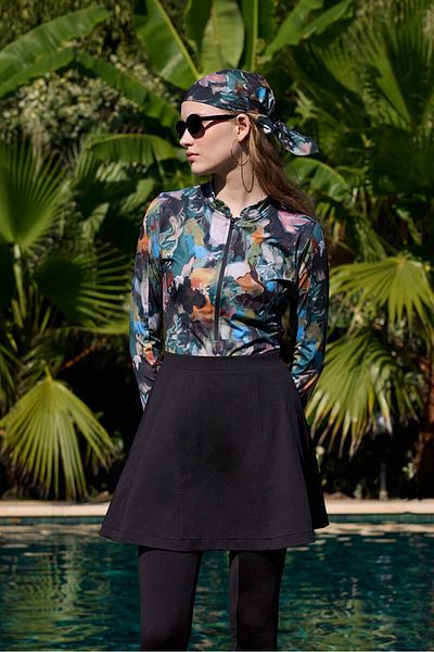 BE BLUE Black Flounce Swimsuit Skirt