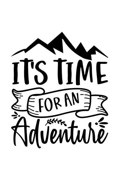 StoryGift Romania Sticker Eticheta 50CM Exterior cu munti si mesajul in engleza "It's time for an adventure" - e