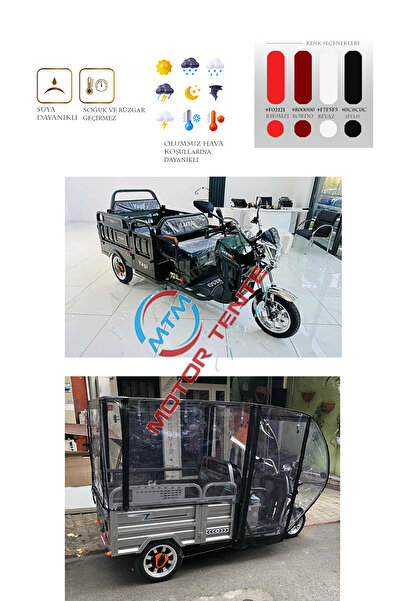 motor tente market mtm Akeso Yagi 3 Tekerli Motor Brandası - Siyah