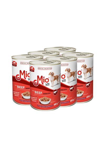 MİO Mancare umeda caini adulti❤️ , Mio Dog, Premium vitel, pachet 6 conserve 400g