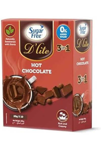 SUGAR FREE D'LITE Sugar Free D’lite 3 in 1 Hot Chocolate 200g (20g x 10 pieces)