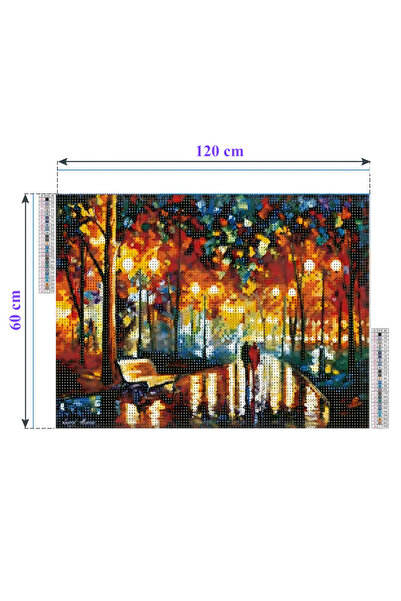 zola XXL mosaic tapestry with diamonds, Lovers and autumn landscape, 120 x 60 cm