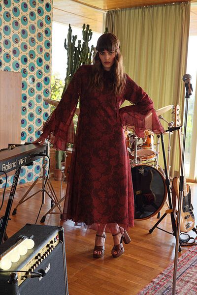 BE BLUE Red Floral Print Boho Chiffon Dress