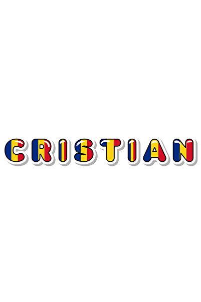 StoryGift Romania Sticker Eticheta 50CM Cu Numele Cristian, Romania, Suporter...