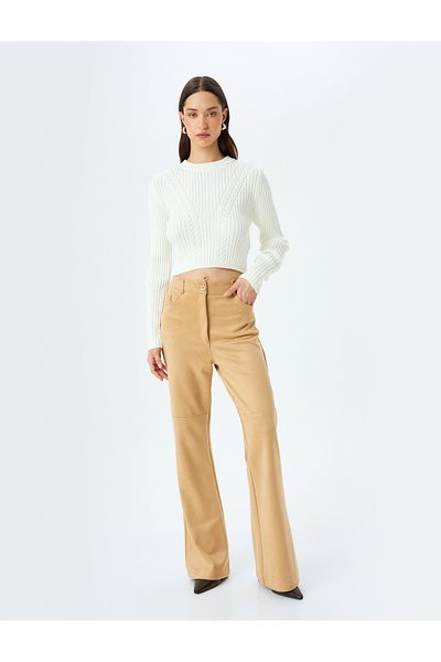 Koton Long Sleeve Crew Neck Hair Knit Textured Sweater Sweater