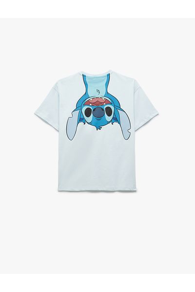 Koton Tricou cu mânecă scurtă cu imprimeu Stitch, cu decolteu, cu licență
