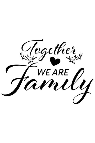 StoryGift Romania Sticker Autocolant 30CM Exterior cu mesajul in limba engleza "Together we are family" - impreu