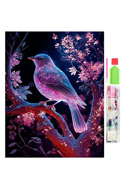 zola Goblen mozaic cu diamante, model pasare roz, 30x40 cm