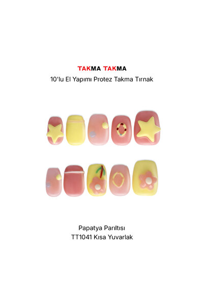 Takma Takma L Beden 10'lu Sarı Kısa Yuvarlak TT1041 Tekrar Kullanılabilir Pro...