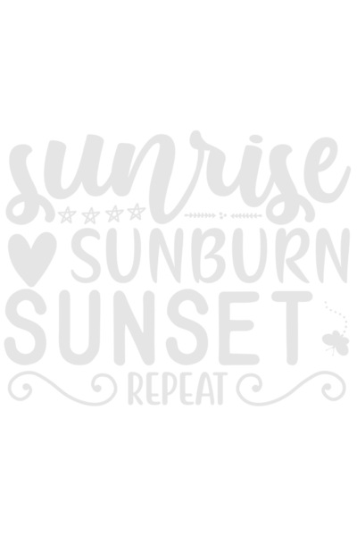 StoryGift Romania Sticker Exterior cu mesajul in engleza "Sunrise, sunburn, sunset, repeat" - rasarit arsura