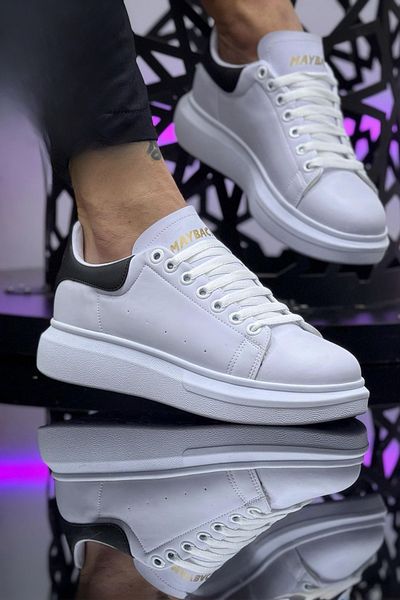 Weynes Pantofi sport casual pentru femei, alb, negru, cu talpă plată, WSB4010