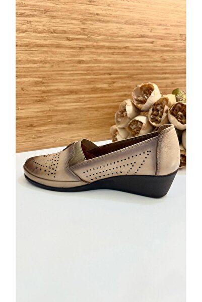 Scavia Keen RM 305 Kadın Yazlık Hakiki Deri Ortopedik Dolgu Topuk Delikli Ayakkabı