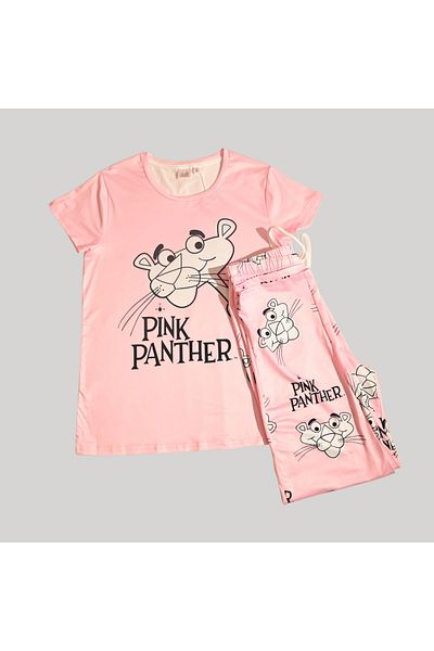 Panther PINK PANTHER WOMENS SHORT SLEEVE PAJAMA SETS , SILKY POLYESTER