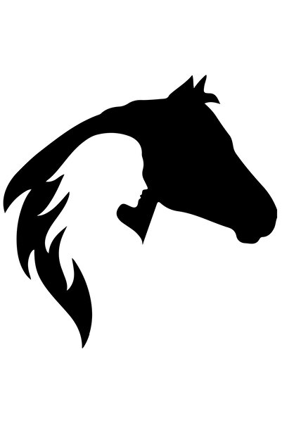 StoryGift Romania Sticker Autocolant 70CM Exterior cu un cal si o femeie - libertate echitatie , Vinyl Negru, 70 cm