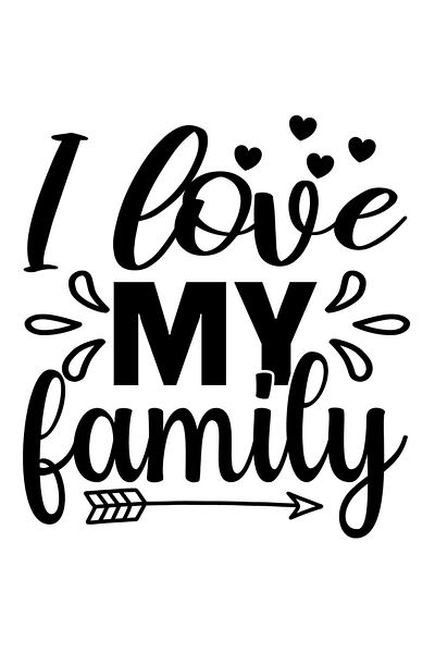StoryGift Romania Sticker Eticheta 40CM Exterior cu mesaj in limba engleza "I love my family" - imi iubesc famil
