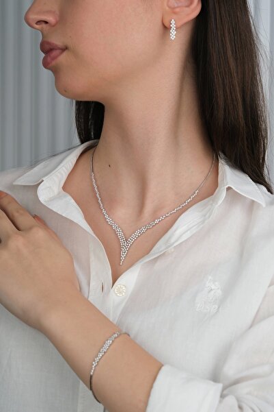 Güzide Kuyumcu 14 Ayar Beyaz Altın Taşlı Düğün Seti 73