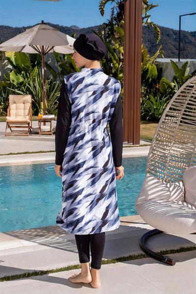 Mayom Fully Covered Long Gilet Model Fast Drying Hijab Swimsuit - 2529