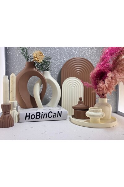 BLANJ sarmasık 2'li halka 2'li mumluk büyük-küçük gökkusağı tabağı yuvarlak tepsi pampas vazo 10 parça