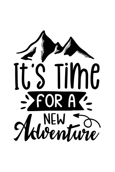 StoryGift Romania Sticker Eticheta 50CM Exterior cu munti si textul "It's time for a new adventure" - este timpu