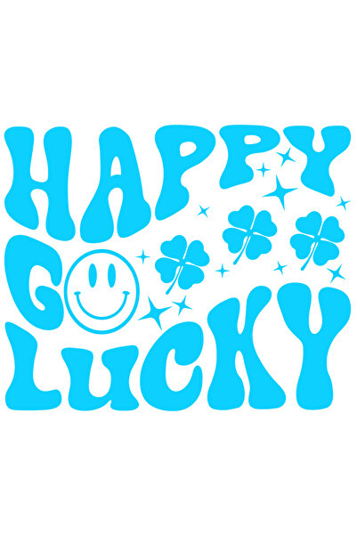 StoryGift Romania Sticker Exterior cu trifoi cu patru foi si mesaj in engleza "Happy, go lucky" - fericit no