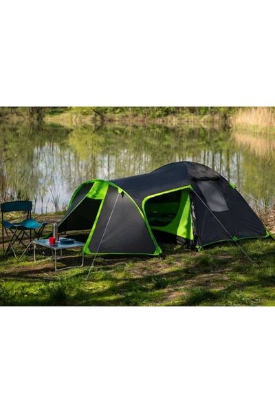 varioshop Cort de camping VarioShop, 3 persoane, fereastră de ventilație, plasă de țânțari, buzunare interioare, 380 x 120 x 22