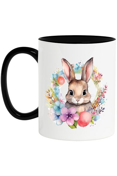 StoryGift Romania Mug with a bunny, illustration, popcorn, painting, nature, plants, for children, With ,STG