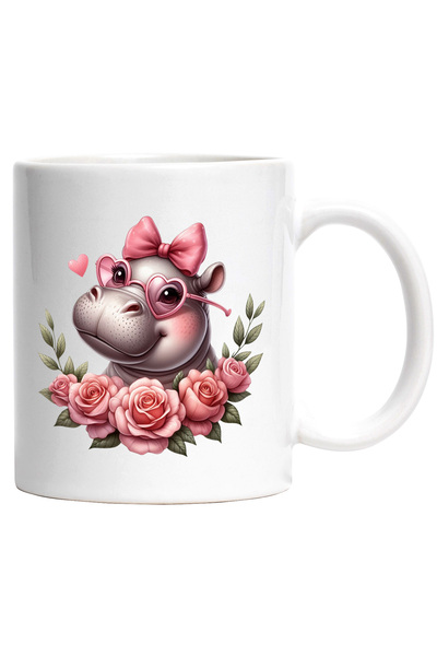 StoryGift Romania Cana cu o femela hipopotam care poarta niste ochelari in fo...