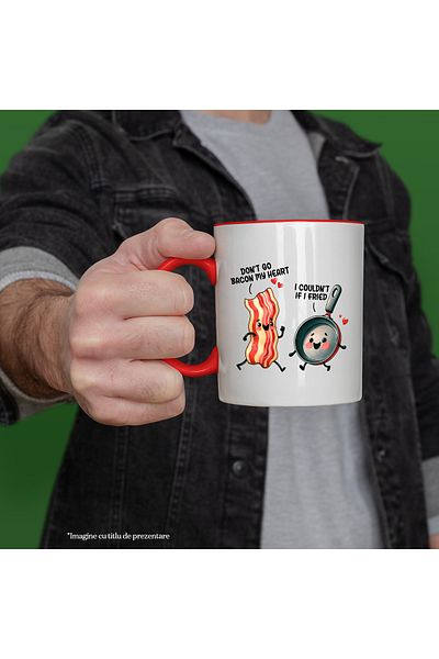 StoryGift Romania Cheerful bacon mug with the message "Don't go bacon my heart/ I couldn't if I fried", With ,STG .