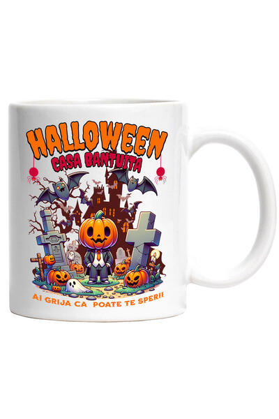 StoryGift Romania Cana cu Om Cu Cap De Dovleac Text Hallowen Casa bantuita Ai...