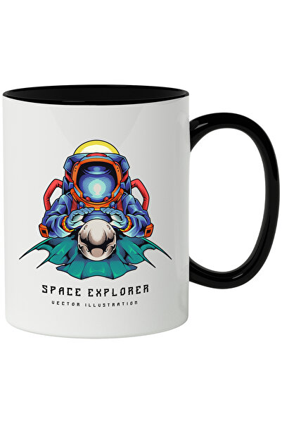 StoryGift Romania Cana Cu Mesaj In Engleza Space Explorer, Spatiu, Astronaut, Bila, Multicolor 330, Cu Maner Negru