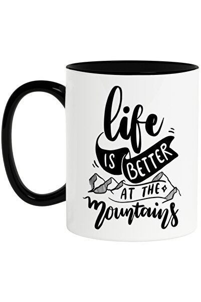 StoryGift Romania Cana cu textul "Viata este mai buna in munti" cu Maner Negr...