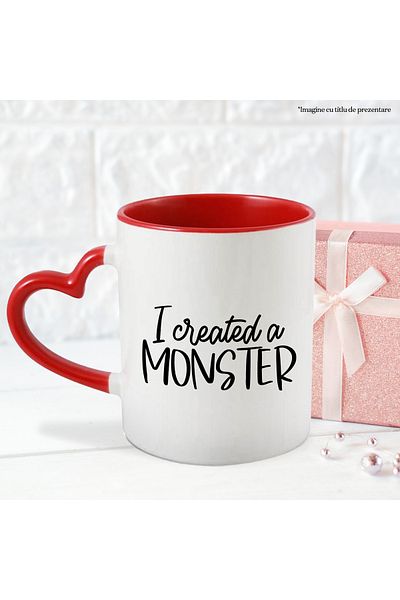 StoryGift Romania Mug for those who realize they have created a monster with Red Heart Handle, With Ma,STG.