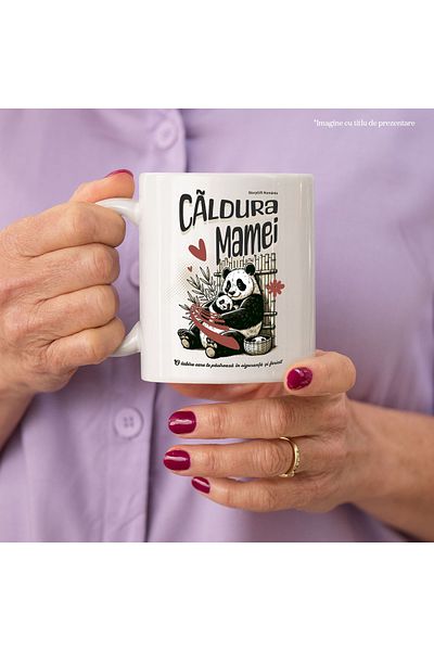 StoryGift Romania Cana Caldura Mamei Familie Urs Iubire , 330ml, Ceramic Cu Maner Alb, Cu Maner Alb Stg