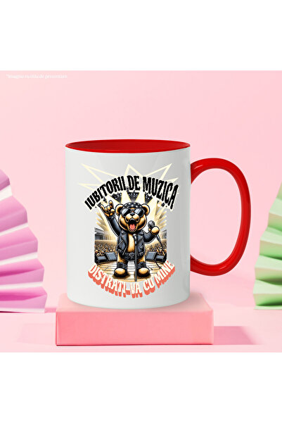 StoryGift Romania Mug bear on stage music lovers have fun with me party, 330ml, Wax, With,STG