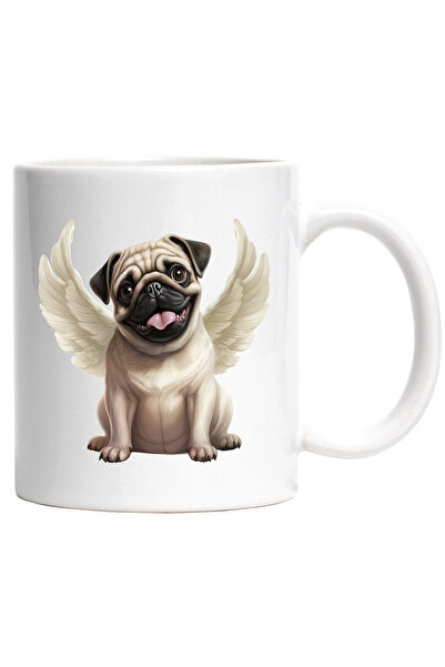 StoryGift Romania Cana cu un catel Pug care are aripi albe | ilustratie | lim...